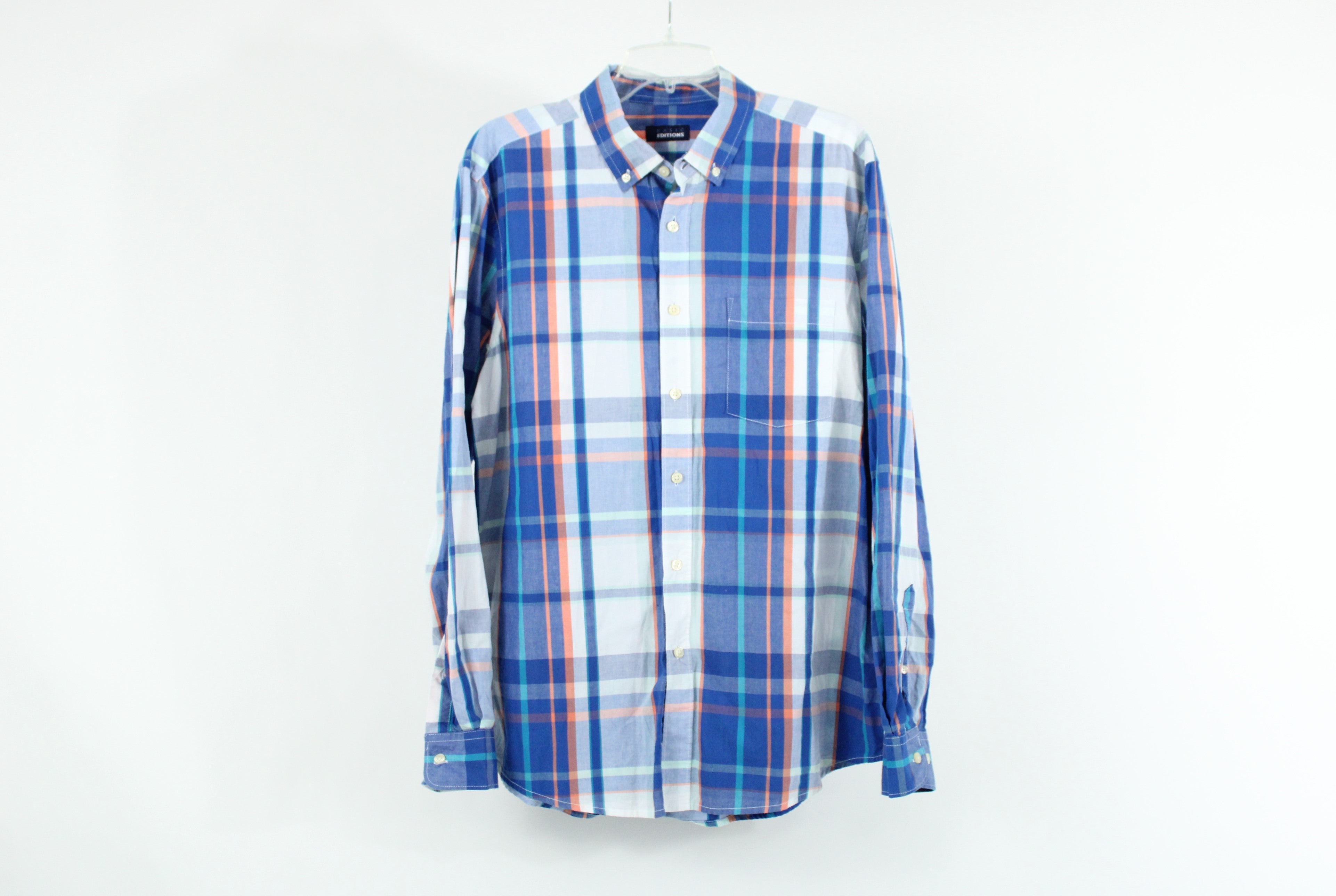 Basic Editions Blue Plaid Shirt | L