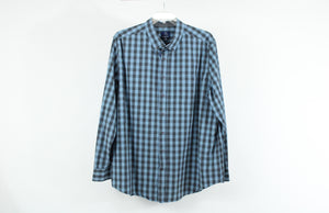 George Classic Fit Blue & Gray Plaid Shirt | 3XL