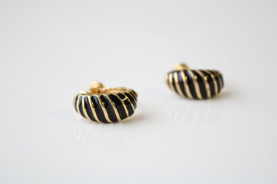 Napier Half Hoop Black Clip On Earrings