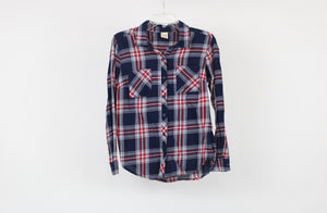 Faded Glory Blue & Red Plaid Shirt | S