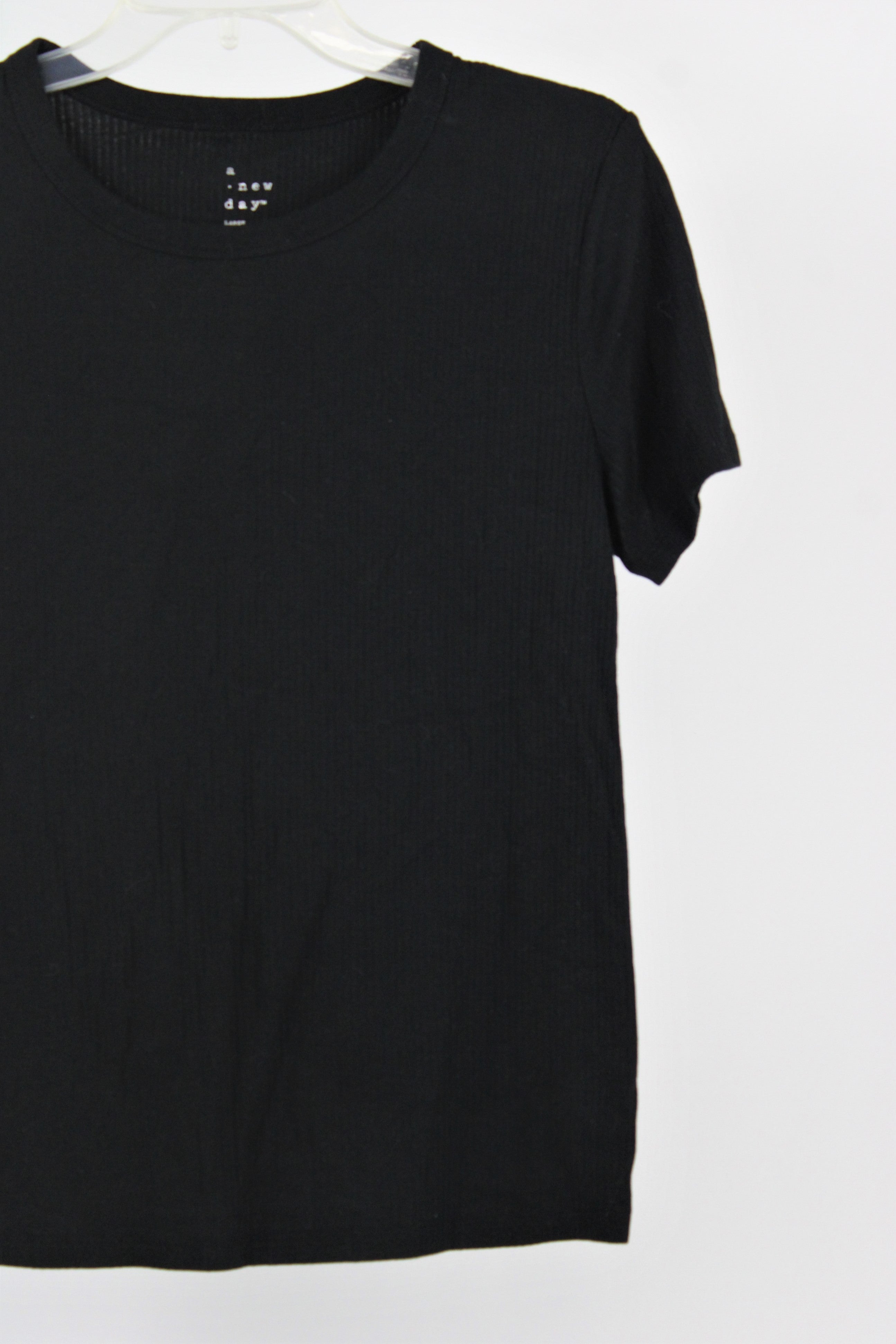 A New Day Black Ribbed Tee | L
