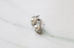Faux Pearl & Silver Earrings