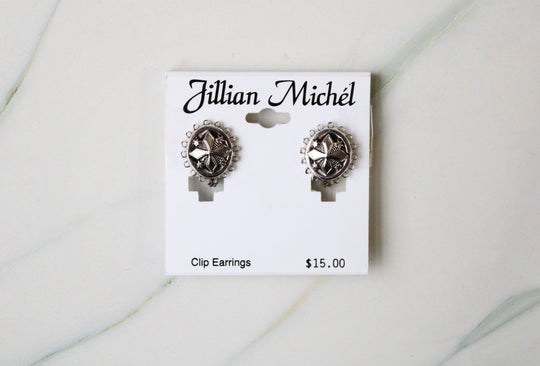 NEW Jillian Michel Silver Cross Clip On Earrings