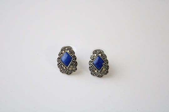 925 Thailand Cobalt Blue Stone Earrings