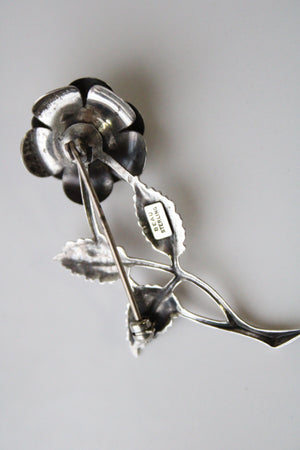 Beau Sterling Silver Rose Pin