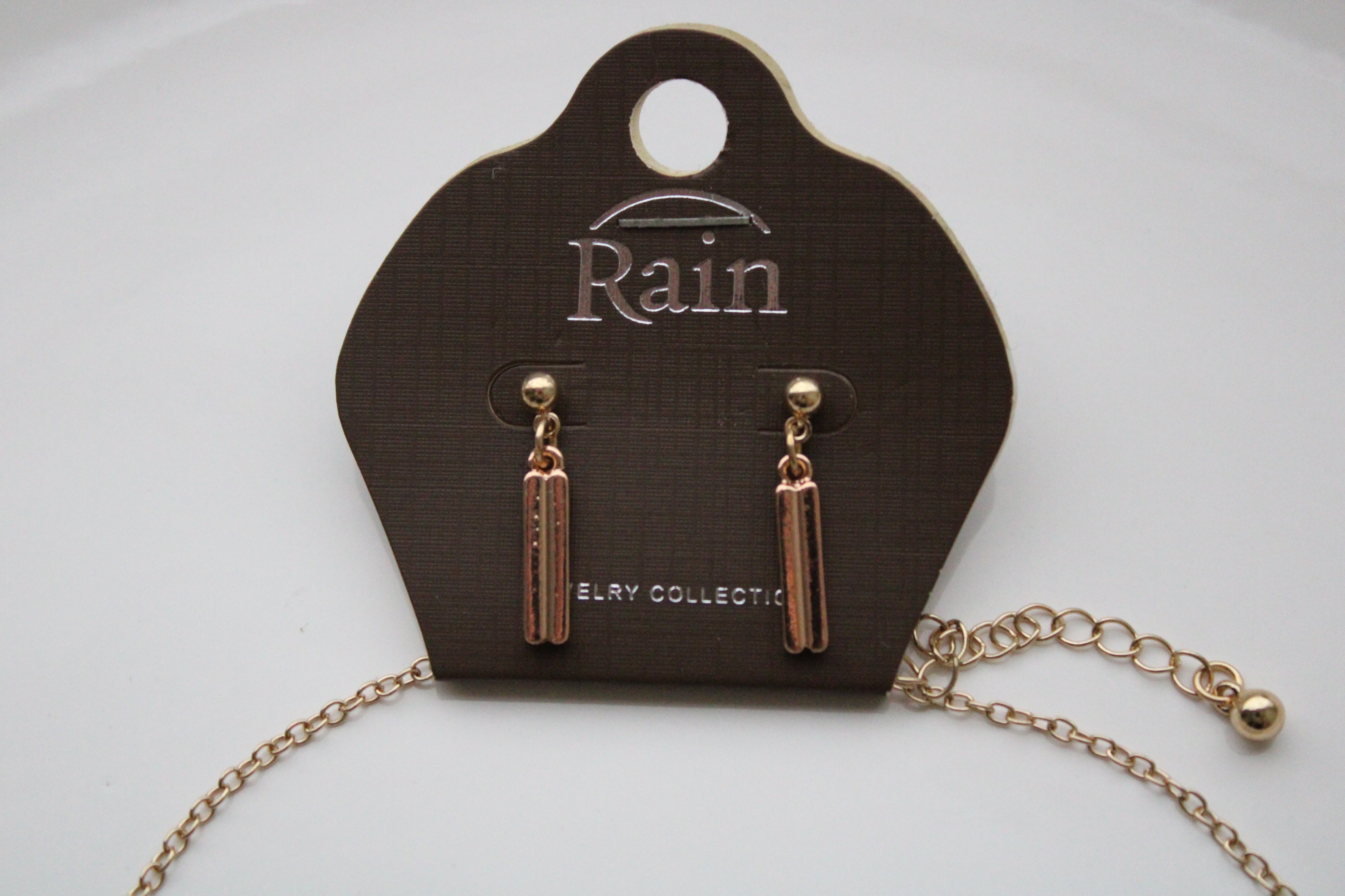 Rain Metal Sticks 3 Tone Necklace & Earring Set