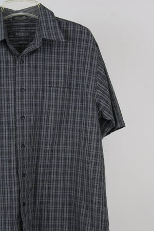 Van Heusen Gray Plaid Shirt | M 15-15 1/2