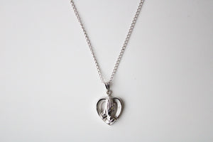 Praying Hands Heart Sterling Silver Necklace