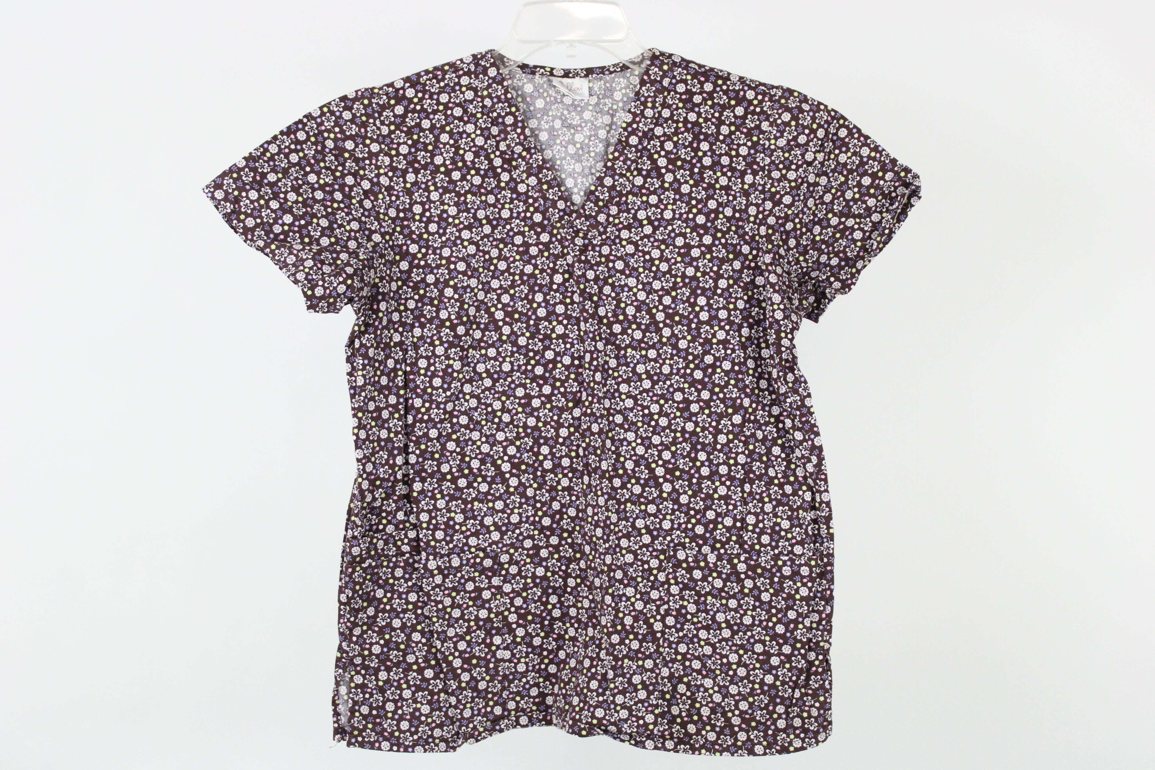 Willow Brook Brown Floral Scrub Top | S