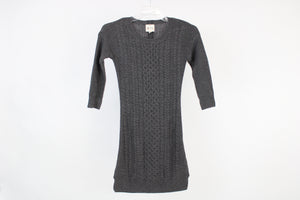 Pink Rose Gray Knit Sweater Dress | XS