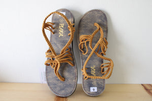 NEW Plaka Hand-Woven Orange/Brown Sandals | Size 9