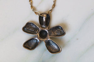 Sterling Silver Thailand Flower Pendant & Twist Chain Necklace