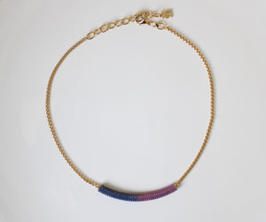 Pink & Blue Gold Chain Necklace