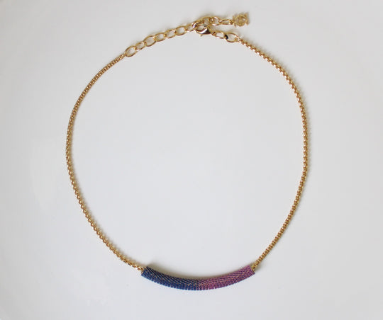 Pink & Blue Ombre Gold Chain Necklace
