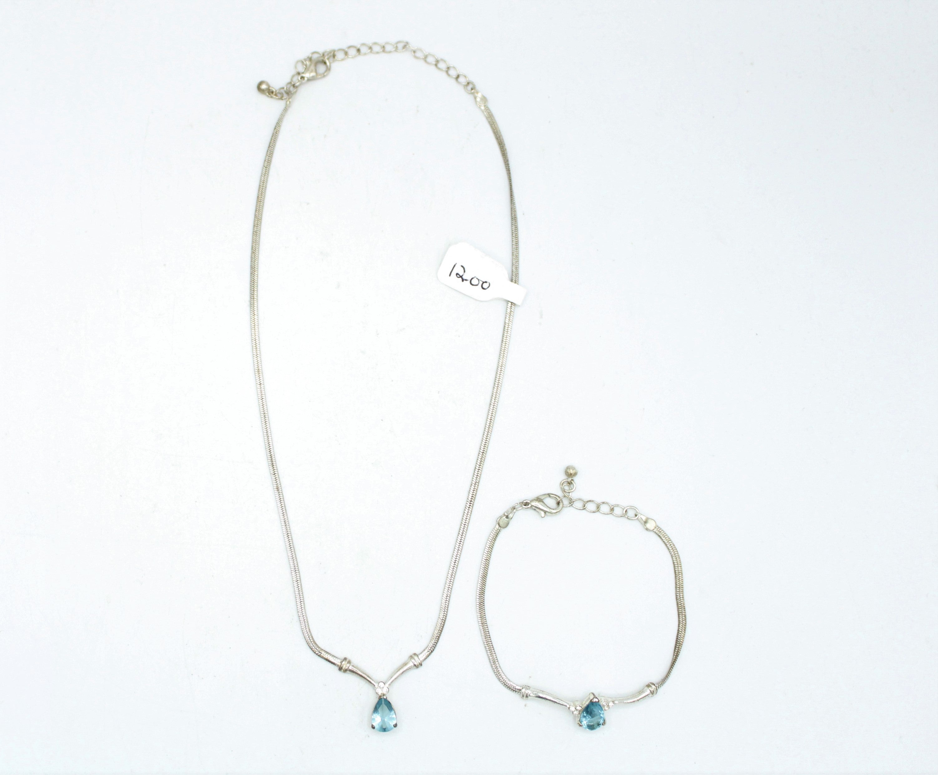 Avon Blue Stone Necklace & Bracelet Set