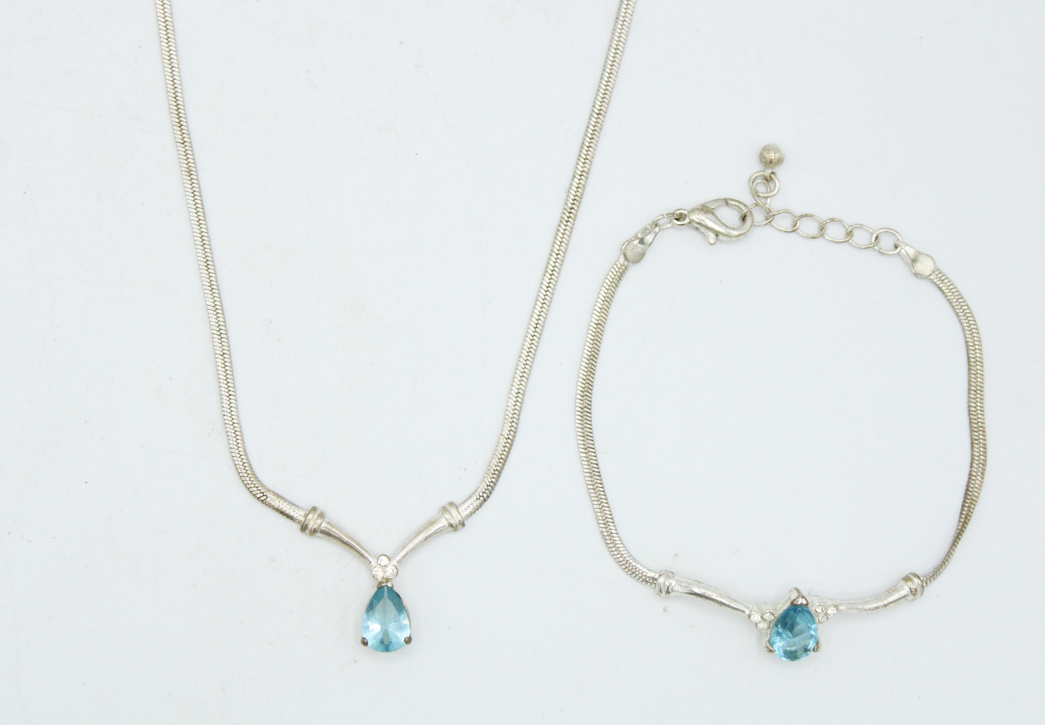 Avon Blue Stone Necklace & Bracelet Set