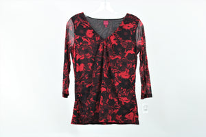 212 Collection Red Patterned Top | XS