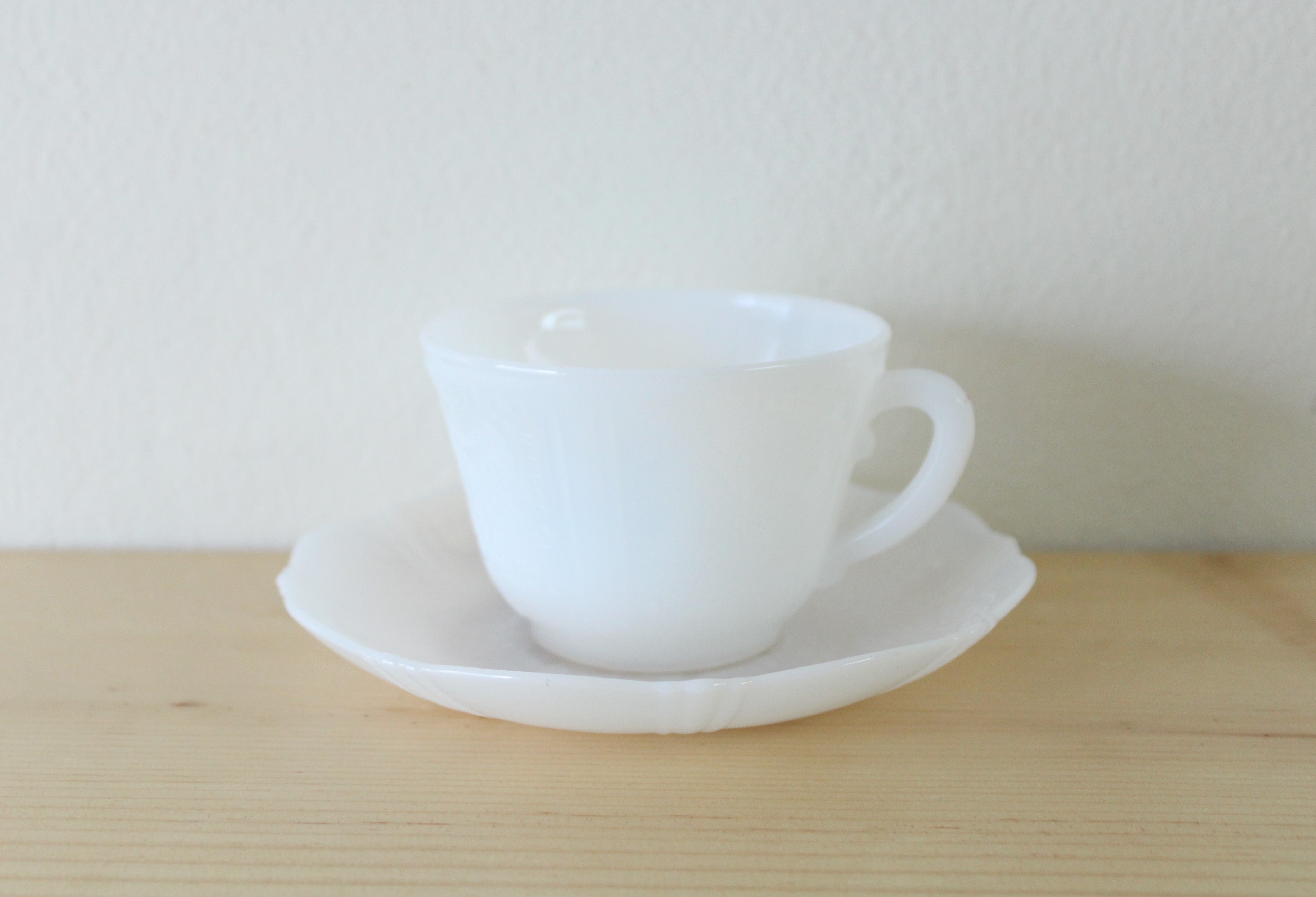 Vintage Milk Glass Teacup & Saucer