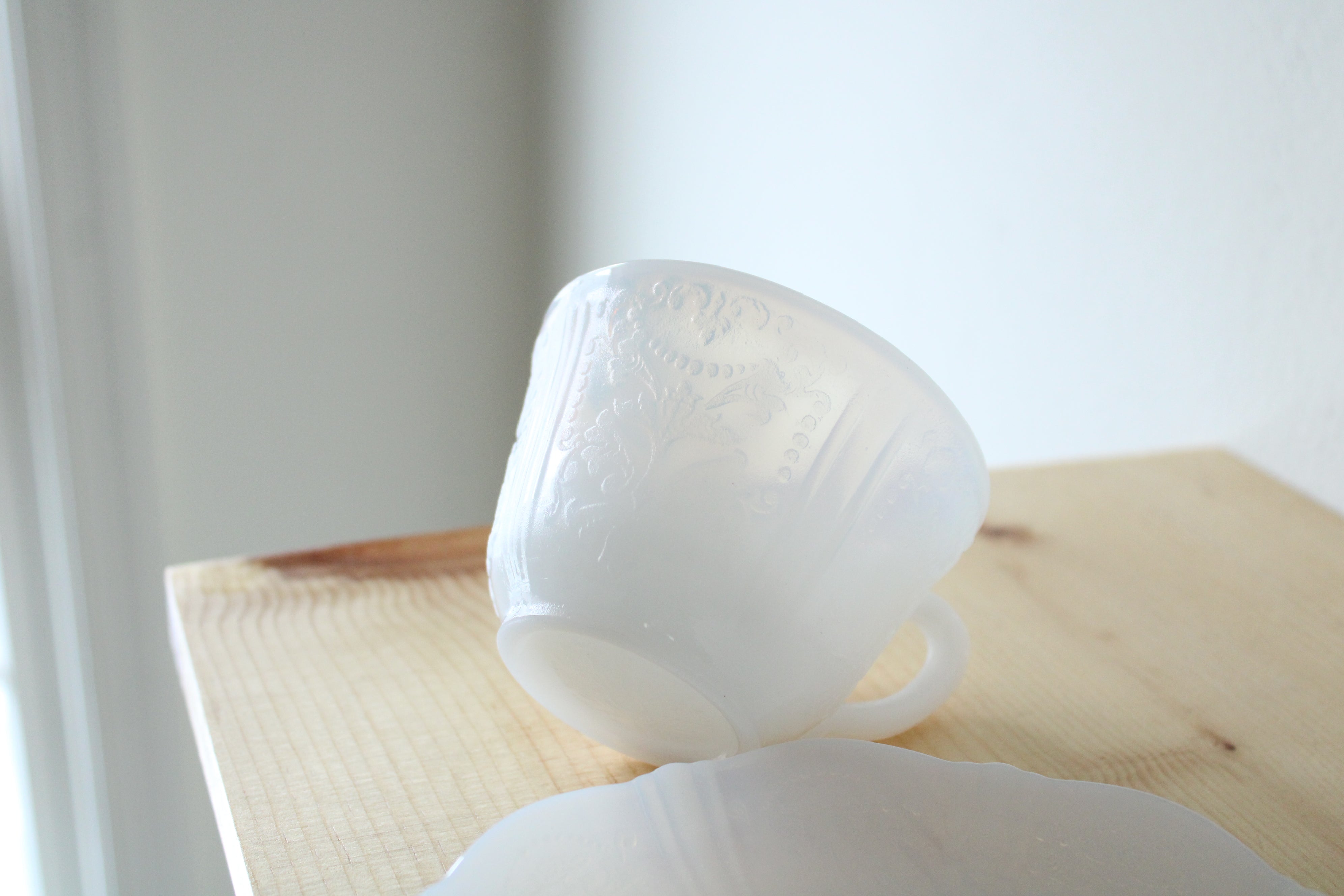 Vintage Milk Glass Teacup & Saucer