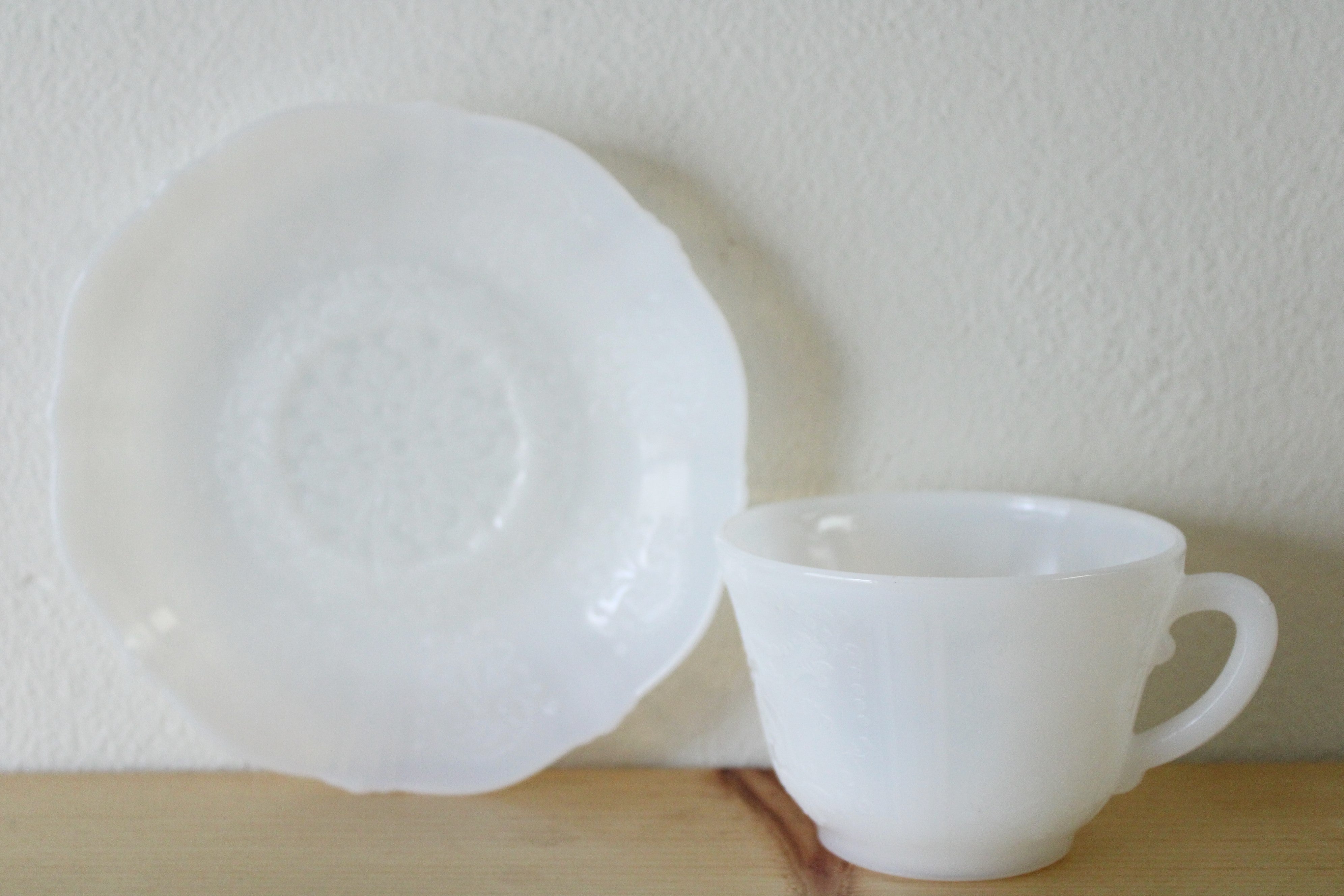 Vintage Milk Glass Teacup & Saucer