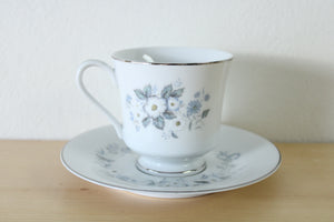 Imoco Fine China No. 2244 Blue Floral Teacup & Saucer