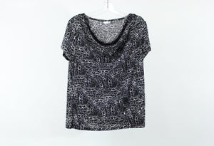 Jaclyn Smith Black & White Patterned Top | M