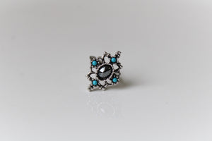 Avon Blue & Black Stone Ring | Size 4