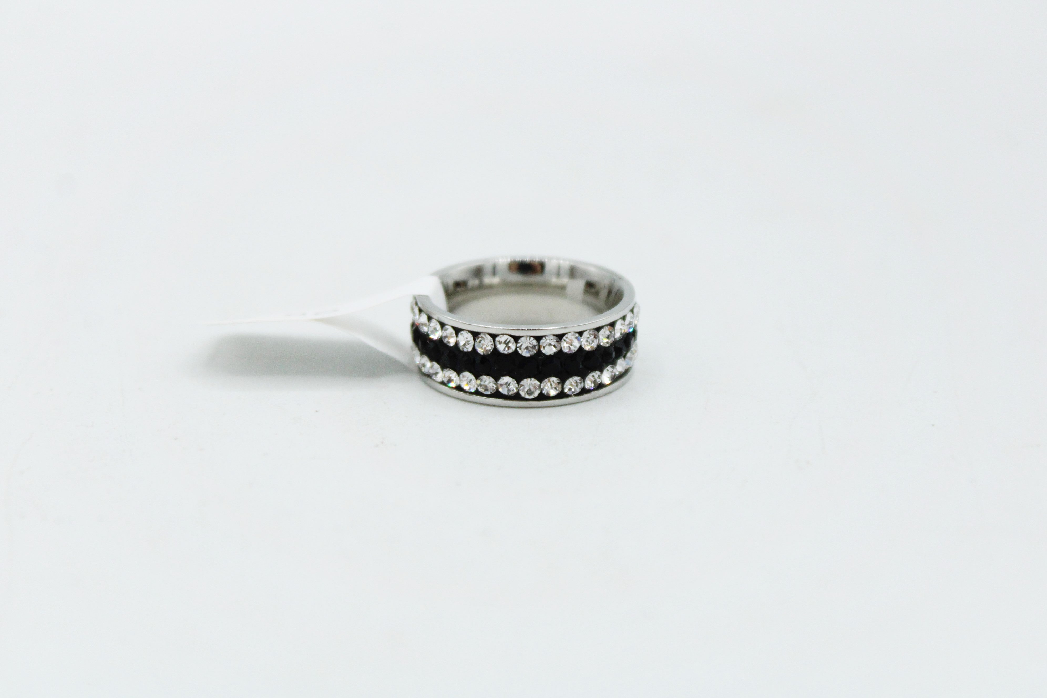 Black & Clear Rhinestone Ring | Size 7