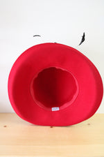 NEW Jenny Buchman Red Black Feather Wool Hat