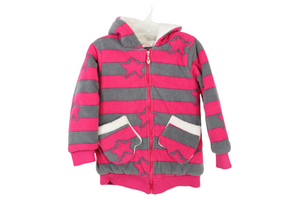 TTL Pink & Gray Striped Fuzzy Jacket | 16/18