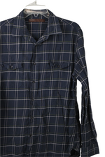 Perry Ellis Blue Plaid Shirt | L
