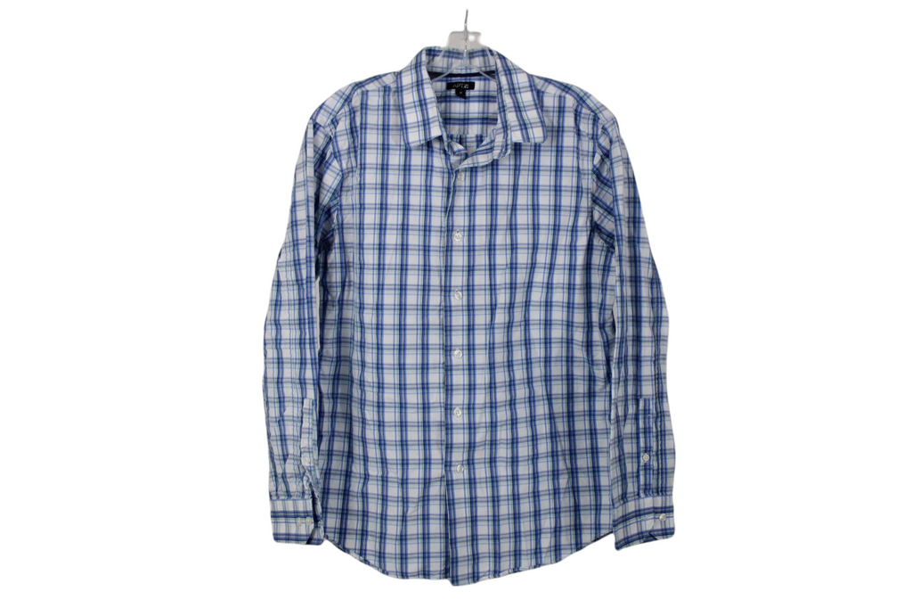APT.9 Blue White Plaid Shirt | M
