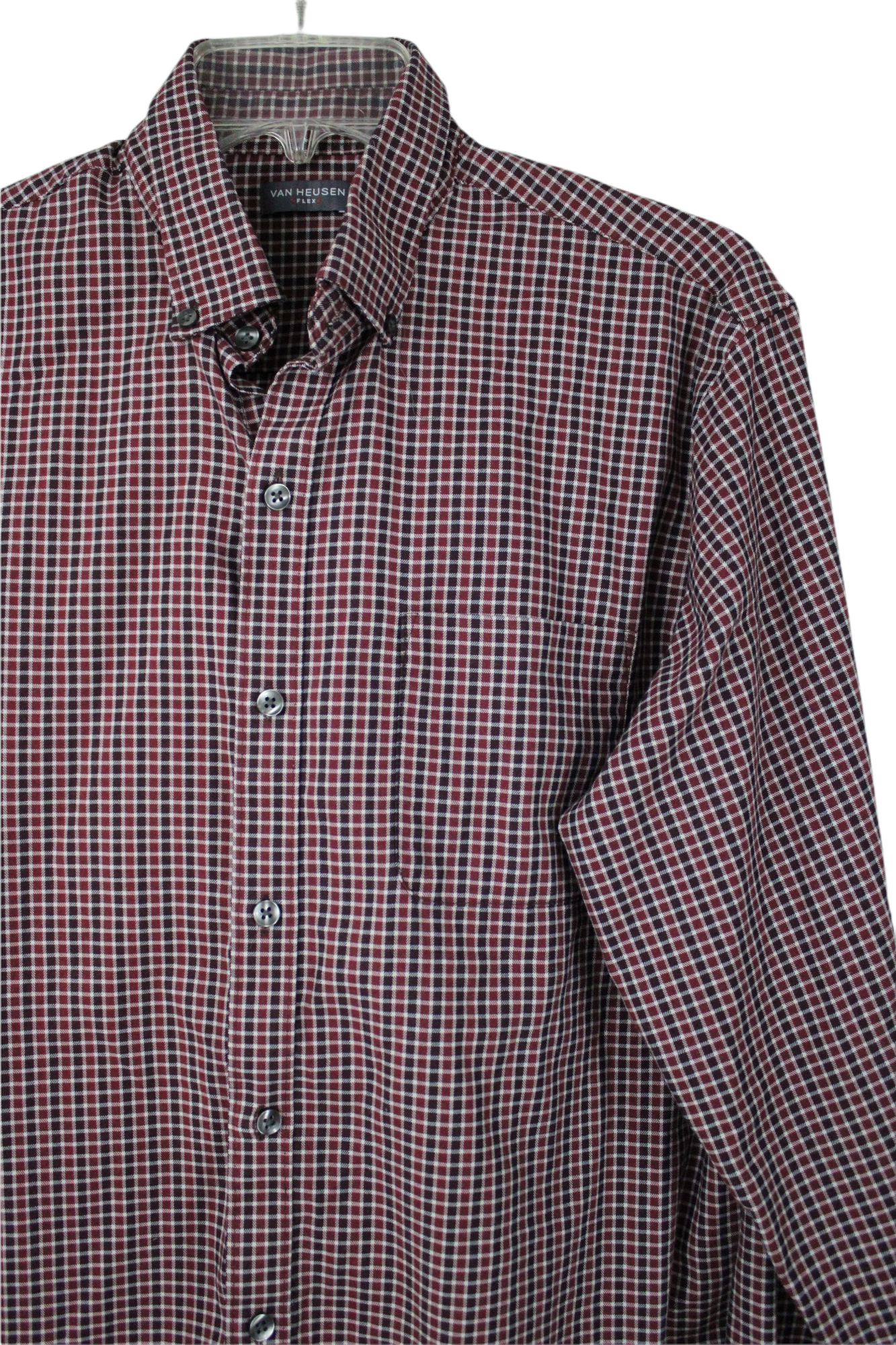 Van Heusen Flex Red Plaid Shirt | M 15-15 1/2