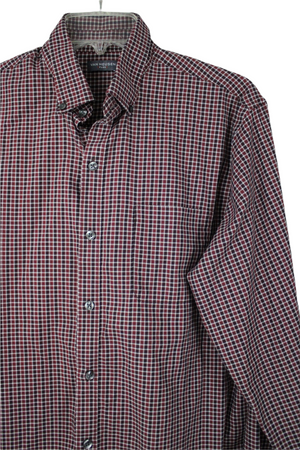 Van Heusen Flex Red Plaid Shirt | M 15-15 1/2