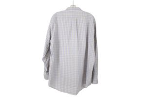 Chaps Classic Fit Non-Iron Blue Tan Plaid Shirt | 17 1/2 34/35