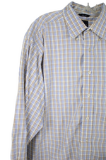 Chaps Classic Fit Non-Iron Blue Tan Plaid Shirt | 17 1/2 34/35