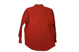 Retro Burnt Orange Beaded Shirt | M