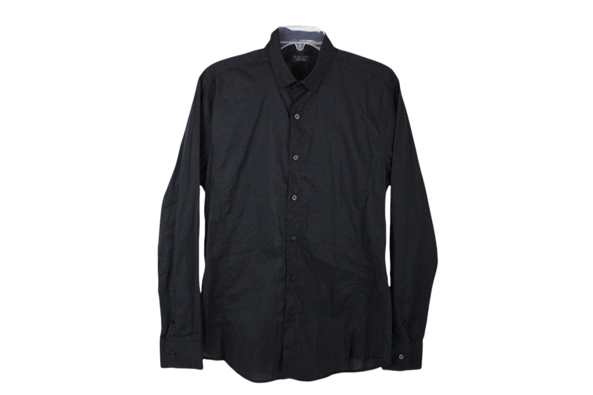 Blue Man Black Button Down | L