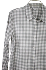 NEW Garnet Hill Gray Gingham Button Down | 12