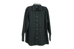 Stafford Travel Performance Green Blue Plaid Regular Fit Shirt | 16 1/2 34-35