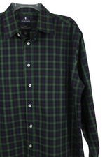 Stafford Travel Performance Green Blue Plaid Regular Fit Shirt | 16 1/2 34-35