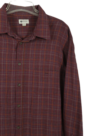 Haggar Dark Pink Plaid Shirt | XL