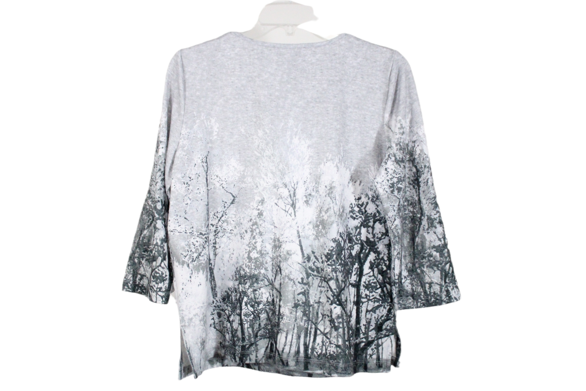 Alfred Dunner Gray Tree Knit Shirt | S Petite