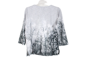 Alfred Dunner Gray Tree Knit Shirt | S Petite