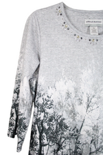 Alfred Dunner Gray Tree Knit Shirt | S Petite