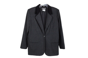 Sag Harbor Charcoal Gray Wool Blazer Jacket | 14 Petite