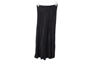 Zara Black Satin Material Calf Length Skirt | XS