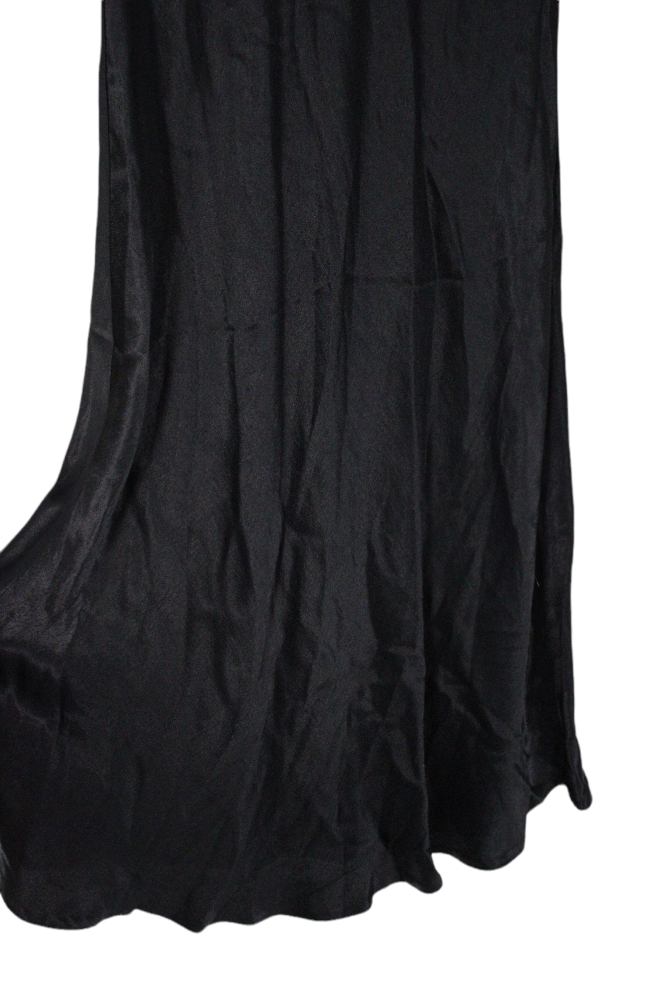 Zara Black Satin Material Calf Length Skirt | XS
