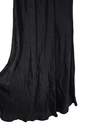 Zara Black Satin Material Calf Length Skirt | XS