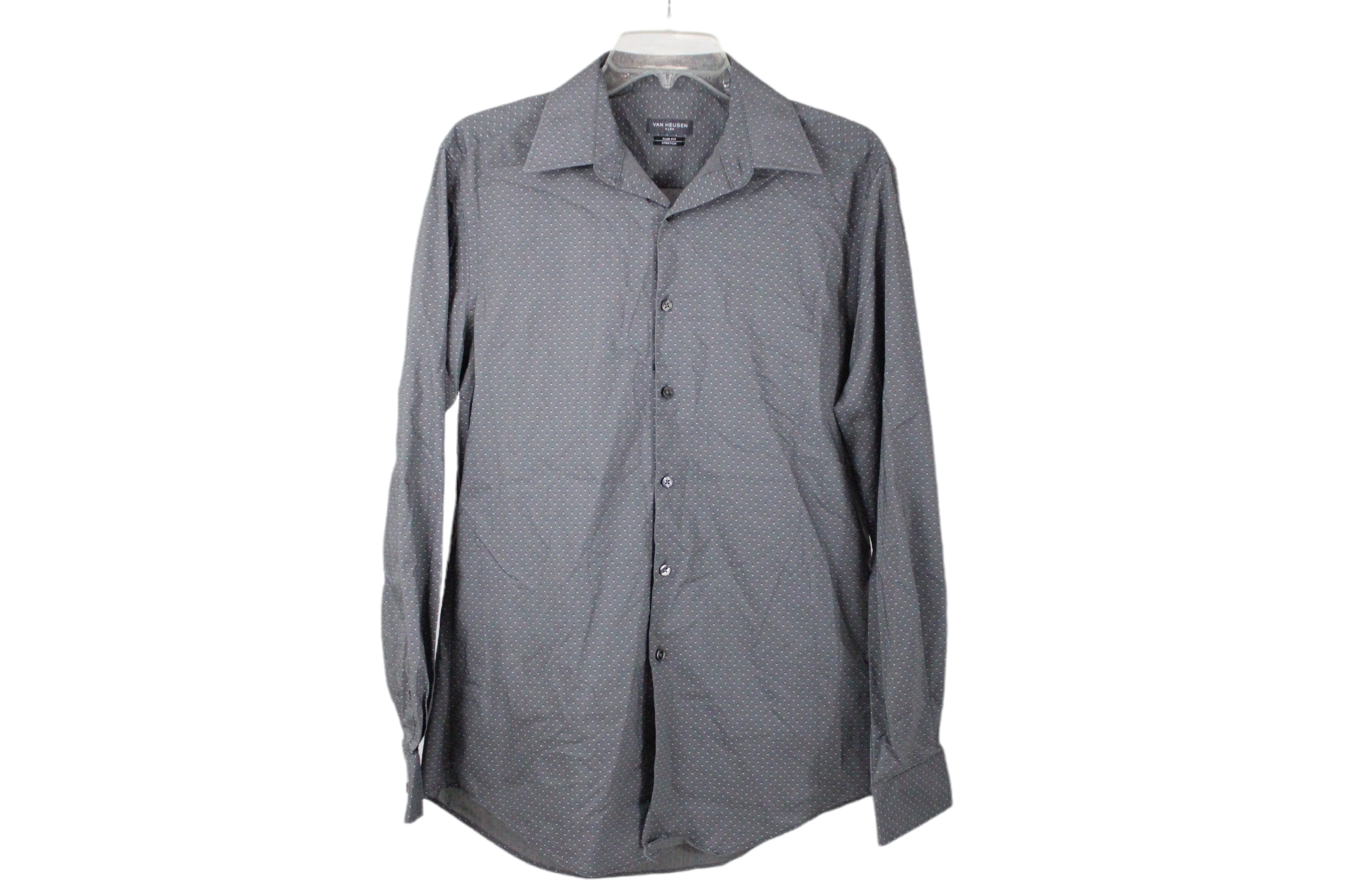 Van Heusen Flex Slim Fit Gray Dotted Shirt | 15 1/2 34/35